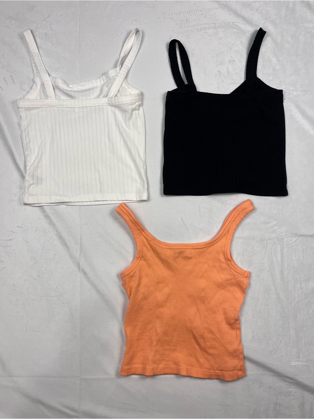 Ardene Ribbed Black White Coral/Peach Crop Tank Top Bundle 3-Pack Size XS - Picture 8 of 9